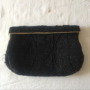 Vintage Black beaded clutch purse